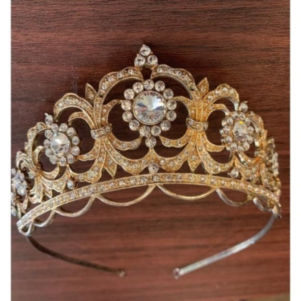 Vintage Gold & Crystal Tiara Crown